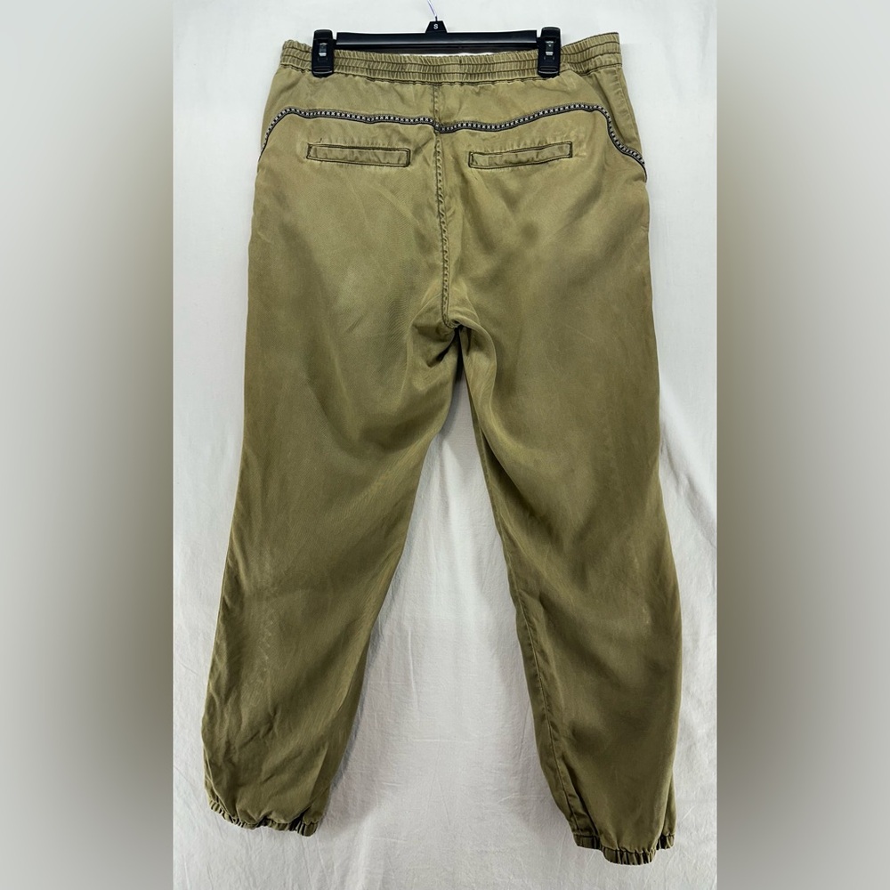 Anthropologie Jogger Pants Green Embroidered Boho Stretch Womens Size M - Picture 2 of 8